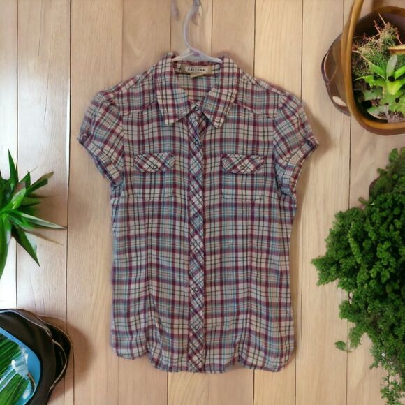 🌍5/$10🌏 Medium Arizona Jean Company Flannel Button Up for Women - Picture 1 of 7